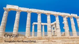  Presentation with ancient greek - Amazing PPT theme having ancient temple greek ruins acropolis backdrop and a coral colored foreground