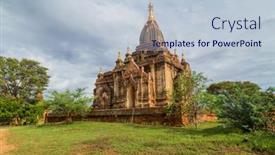  Presentation with myanmar bagan - Colorful presentation theme enhanced with ancient-temple-in-bagan-myanmar backdrop and a lemonade colored foreground