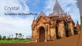  Presentation with myanmar bagan - Cool new slide deck with ancient-temple-in-bagan-myanmar backdrop and a light blue colored foreground