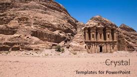  Presentation with petra - Presentation design enhanced with ancient-temple-in-petra-jordan background and a coral colored foreground