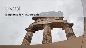  Presentation with ancient greece - Presentation theme with ancient-temple-ruins-in-delphi background and a light gray colored foreground