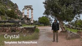  Presentation with ancient greece - Slide set with ancient-temple-ruins-in-delphi background and a coral colored foreground