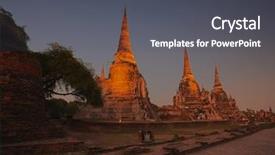 Presentation with thai temple - Theme enhanced with ancient temple wat phra si background and a dark gray colored foreground