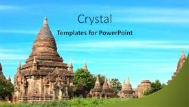  Presentation with myanmar bagan - Slide set enhanced with ancient-temples-and-stupas background and a cyan colored foreground