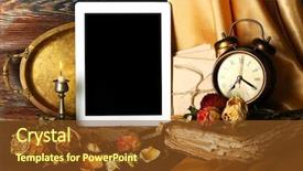  Presentation with ancient - Slide set having ancient things and tablet background and a tawny brown colored foreground