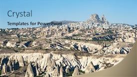  Presentation with cappadocia - Slide deck with ancient-town-and-a-castle background and a light blue colored foreground
