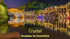  Presentation with ancient china - Cool new presentation theme with ancient-town-fenghuang-at-sunset backdrop and a tawny brown colored foreground