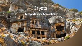  Presentation with archeology - Theme consisting of ancient town in myra turkey - archeology background background and a dark gray colored foreground