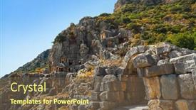  Presentation with archeology - Amazing PPT theme having ancient town in myra turkey - archeology background backdrop and a tawny brown colored foreground