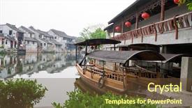  Presentation with ancient china - Beautiful slides featuring ancient town backdrop and a tawny brown colored foreground