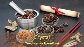  Presentation with ancient medicine - PPT layouts consisting of ancient-traditional-chinese-herbal-plant background and a tawny brown colored foreground