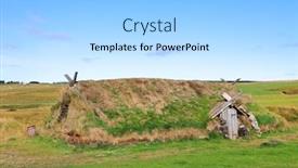  Presentation with iceland - Slide set consisting of ancient-traditional-turf-house background and a light gray colored foreground
