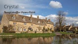  Presentation with ancient village - Presentation theme consisting of ancient-village-lower-slaughter background and a light blue colored foreground