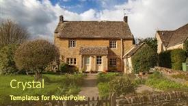  Presentation with ancient village - Beautiful presentation theme featuring ancient-village-lower-slaughter backdrop and a tawny brown colored foreground