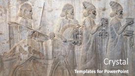  Presentation with ancient iran - Audience pleasing slide set consisting of ancient-wall-with-bas-relief backdrop and a gray colored foreground