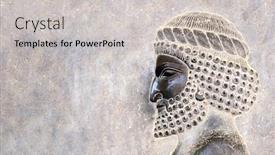  Presentation with ancient persian - Audience pleasing PPT theme consisting of ancient-wall-with-bas-relief backdrop and a light gray colored foreground