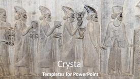  Presentation with ancient iran - PPT theme consisting of ancient-wall-with-bas-relief background and a gray colored foreground