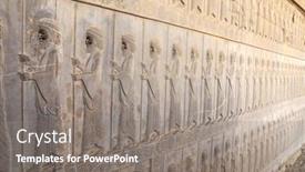 Presentation with ancient iran - Beautiful slide deck featuring ancient-wall-with-bas-relief backdrop and a gray colored foreground
