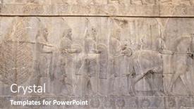  Presentation with ancient iran - PPT layouts with ancient-wall-with-bas-relief background and a gray colored foreground