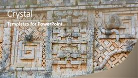  Presentation with world heritage - Colorful PPT theme enhanced with ancient-wall-with-carved-mayan backdrop and a coral colored foreground