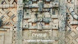  Presentation with world heritage - Beautiful PPT layouts featuring ancient-wall-with-carved-mayan backdrop and a mint green colored foreground
