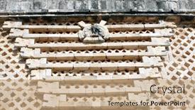  Presentation with world heritage - Slide set having ancient-wall-with-carved-ornament background and a coral colored foreground