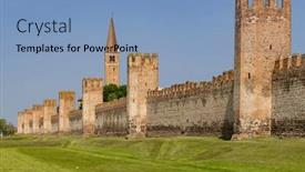  Presentation with ancient - Presentation theme consisting of ancient-walls-of-montagnana-padova and a light blue colored foreground