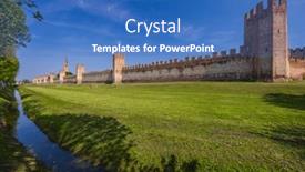  Presentation with ancient - Presentation theme with ancient-walls-of-montagnana-padova and a teal colored foreground