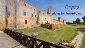  Presentation with ancient - Presentation theme with ancient-walls-of-montagnana-padova and a light blue colored foreground