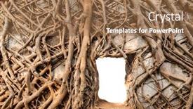  Presentation with ancient - Presentation theme consisting of ancient-walls-with-a-window background and a coral colored foreground