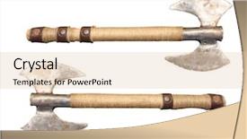  Presentation with medieval - Cool new presentation theme with ancient wars battles - two medieval hatchets objects isolated backdrop and a lemonade colored foreground