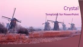  Presentation with old windmill - Cool new PPT theme with ancient windmills at kinderkijk backdrop and a pink colored foreground