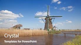  Presentation with windmills - Amazing slide deck having ancient windmills near kinderdijk netherlands backdrop and a coral colored foreground