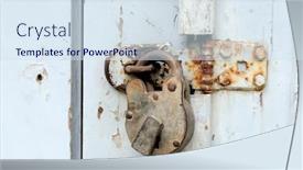  Presentation with ancient - Audience pleasing PPT layouts consisting of pondicherry - ancient woodedn door locaked backdrop and a sky blue colored foreground