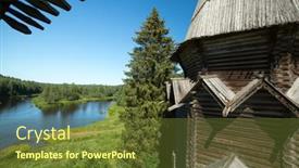  Presentation with ancient village - PPT layouts having ancient-wooden-church background and a tawny brown colored foreground