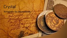  Presentation with old brown paper texture - Slides having ancinet money on the old background and a gold colored foreground