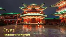  Presentation with advertisement - Slide deck with ancitent-pavilion-in-nan-chang background and a tawny brown colored foreground