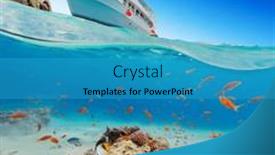  Presentation with under water life - PPT theme featuring and-above-water-surface-view background and a  colored foreground