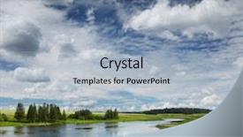  Presentation with pond - Cool new presentation design with and blue cloudy sky backdrop and a light blue colored foreground