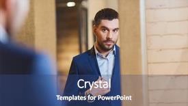  Presentation with people mall - Slide set consisting of and looking to mirror background and a ocean colored foreground