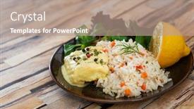 Presentation with saffron - PPT theme having andalusian-fish-saffron-rice background and a coral colored foreground
