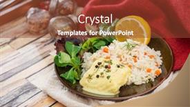  Presentation with saffron - Cool new PPT theme with andalusian-fish-saffron-rice backdrop and a tawny brown colored foreground