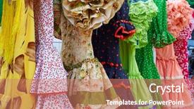  Presentation with spain - Colorful PPT theme enhanced with andalusian gypsy dresses backdrop and a coral colored foreground