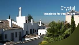  Presentation with granada - Presentation with andalusyan-street-in-granada-spain background and a teal colored foreground