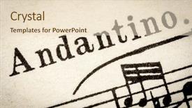  Presentation with vintage music - Presentation design enhanced with andantino - slow walking music tempo - macro detail from vintage sheet music background and a lemonade colored foreground