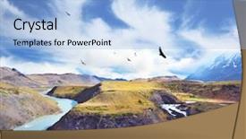  Presentation with chile patagonia - Audience pleasing slide set consisting of andean condors flying over water backdrop and a light blue colored foreground