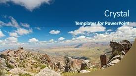  Presentation with granite - PPT theme featuring andes scenic landscape beautiful blue sky white clouds big rocks granite rock formations bolivia altiplano south america background and a ocean colored foreground