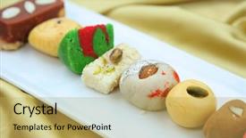  Presentation with sweets - Colorful presentation theme enhanced with andhra food - assorted colorful sweets of india backdrop and a yellow colored foreground