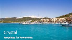  Presentation with marina - PPT layouts consisting of andratx-port-marina-in-mallorca background and a teal colored foreground