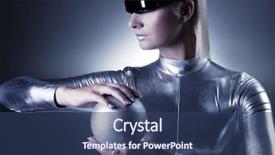  Presentation with cyber - PPT layouts enhanced with android background - beautiful cyber woman with silver background and a ocean colored foreground
